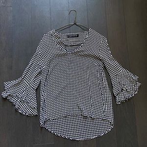 Black and white flared sleeve Zara blouse